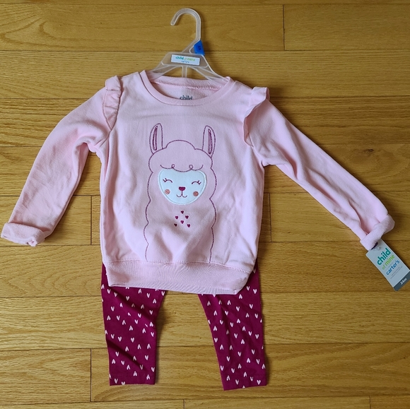 Carter's Child of Mine Llama and Hearts 2 PC Set Sweatshirt and Leggings, 24M - Picture 1 of 7